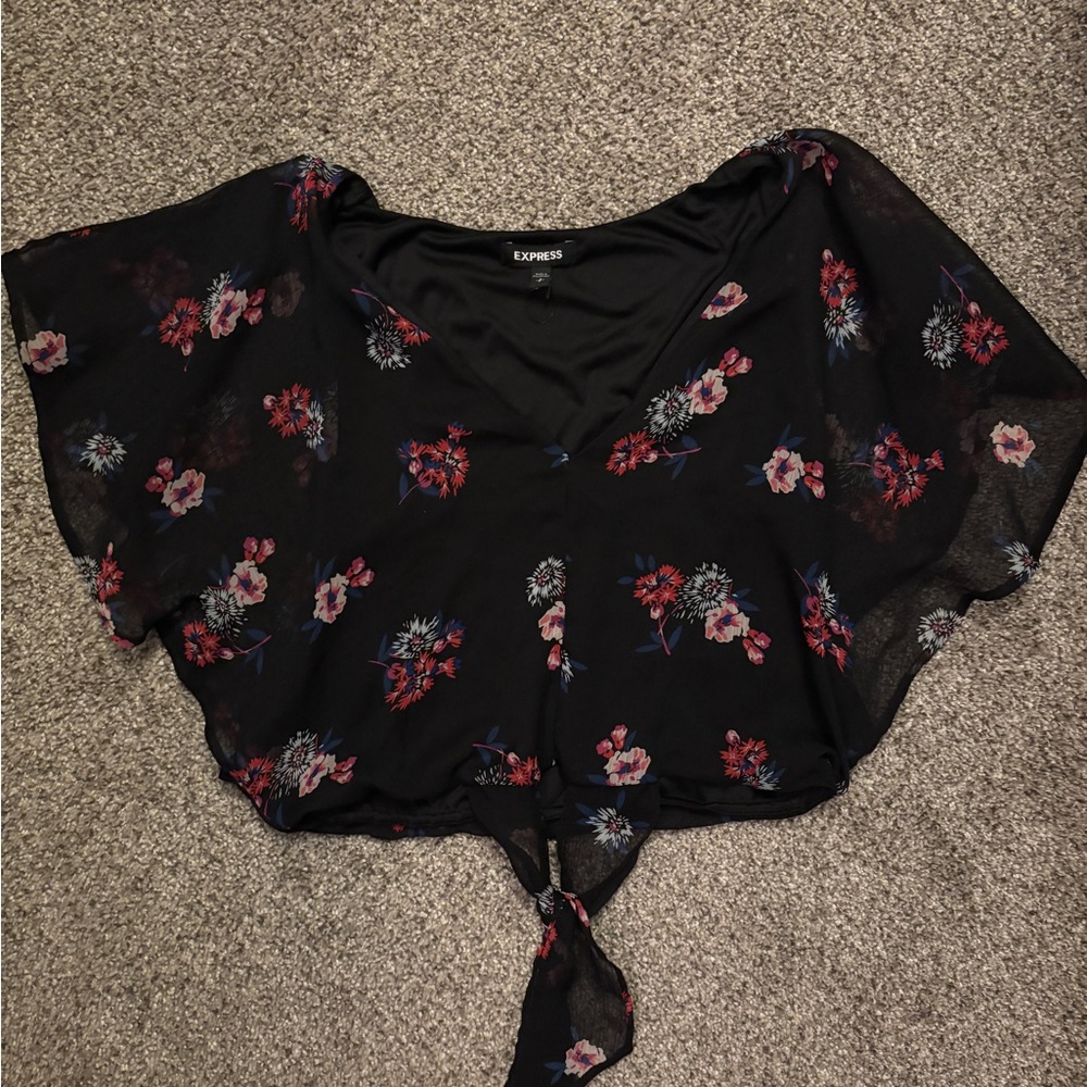 Express Black Floral Women's Top